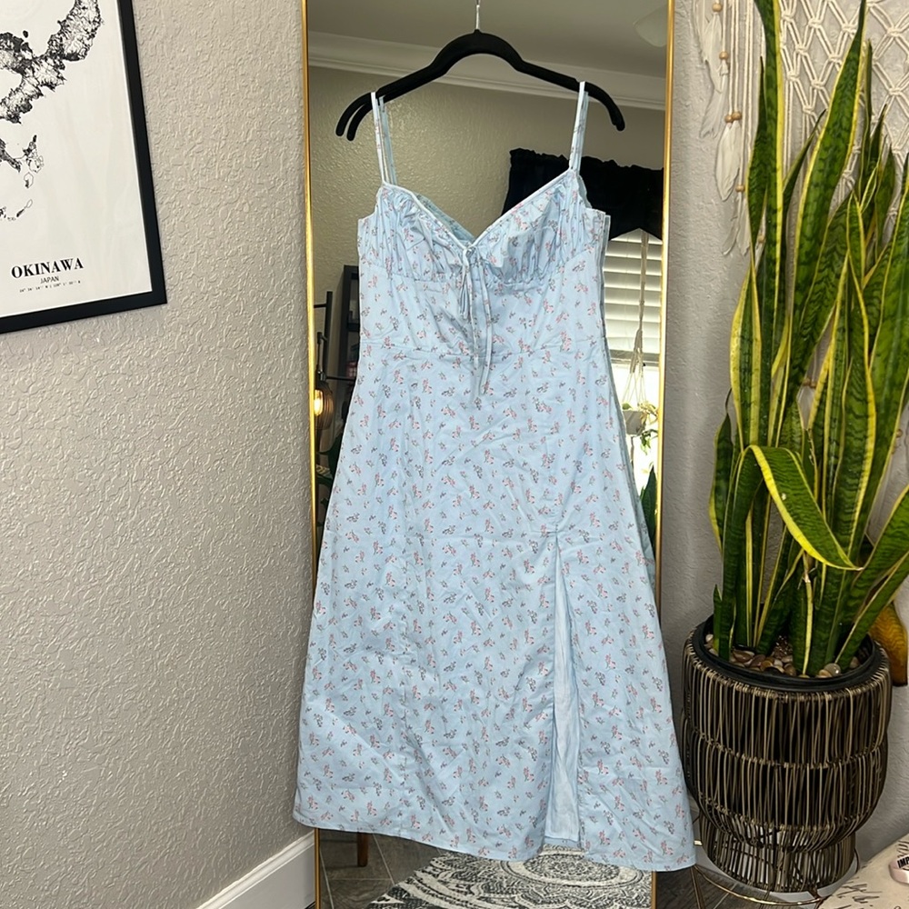 HOUSE OF CB 'Carina' Blue Floral Bustier Midi Dress NWOT - Picture 7 of 10